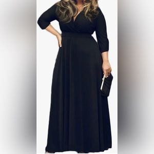 New w tags Maxi dress, solid black with v-neckline.